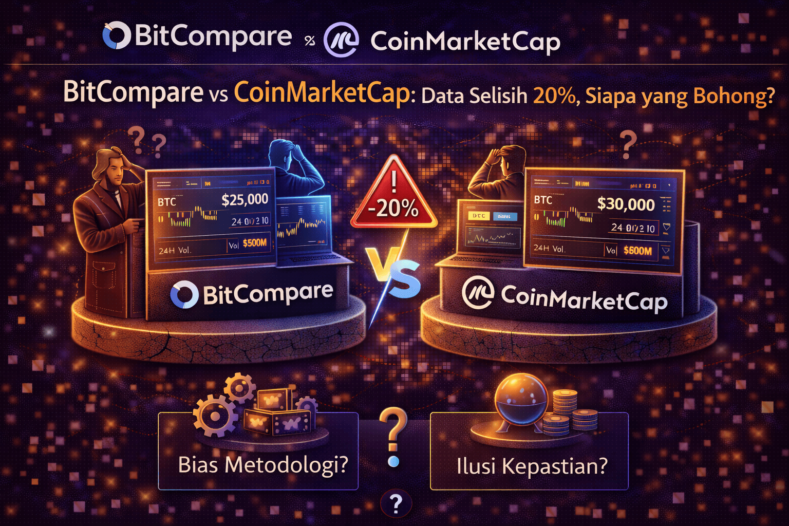 BitCompare vs CoinMarketCap: Data Selisih 20%, Siapa yang Bohong?