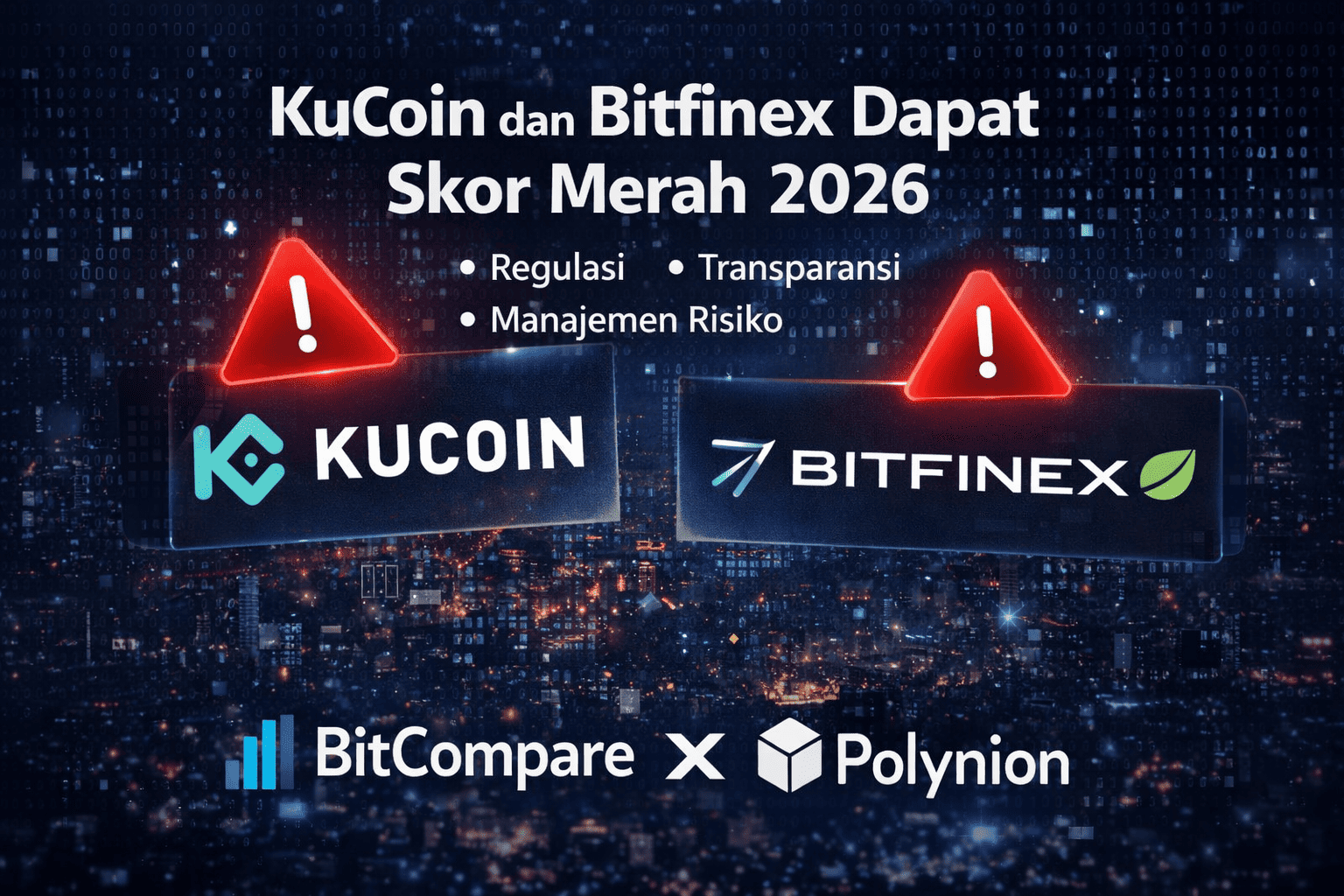 Skor Merah Bitcompare pada exchange KuCoin dan Bitfinex 2026